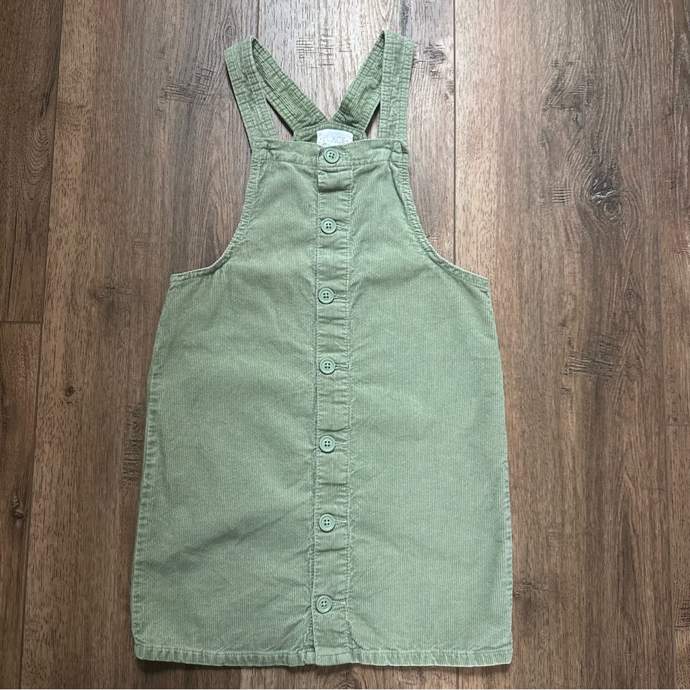The Children’s Place Overall Dress, Green Corduroy, Spring, Size 10